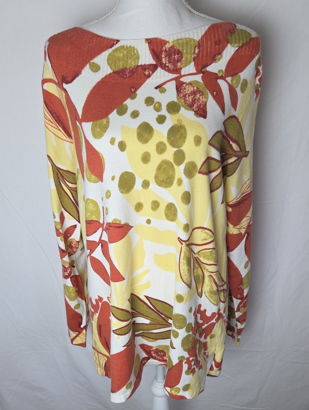 Soft Surroundins Women’s Sweater Desert Sage Apricot Neutral Botanical Sz Large